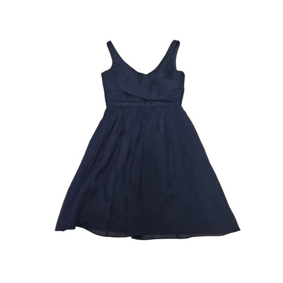 J. Crew Womens Navy Blue 100% Silk Mini Dress Size 6 Elegant Modern Party - Picture 2 of 8